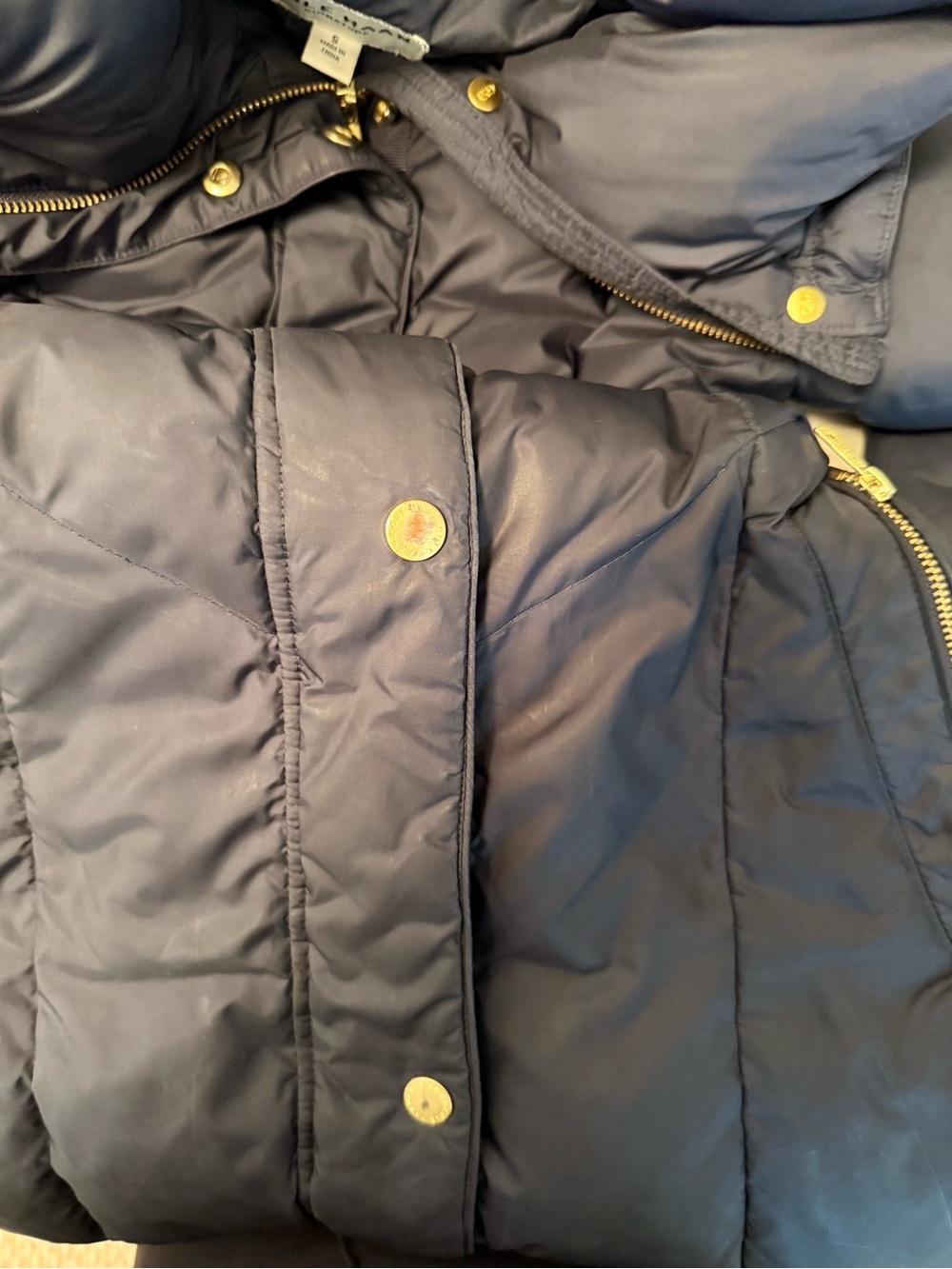 Cole Haan Dark Navy Quilted Long Puffer Coat with High Collar - Picture 9 of 11